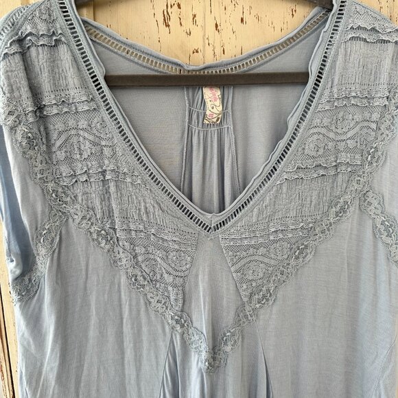 FREE PEOPLE ABIGAIL LACE TRIM JERSEY TOP - Picture 7 of 8